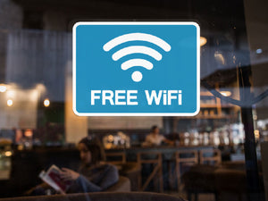 Aufkleber Free Wifi blau