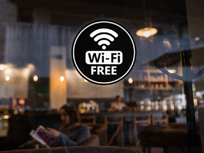 Aufkleber Free Wifi schwarz rund