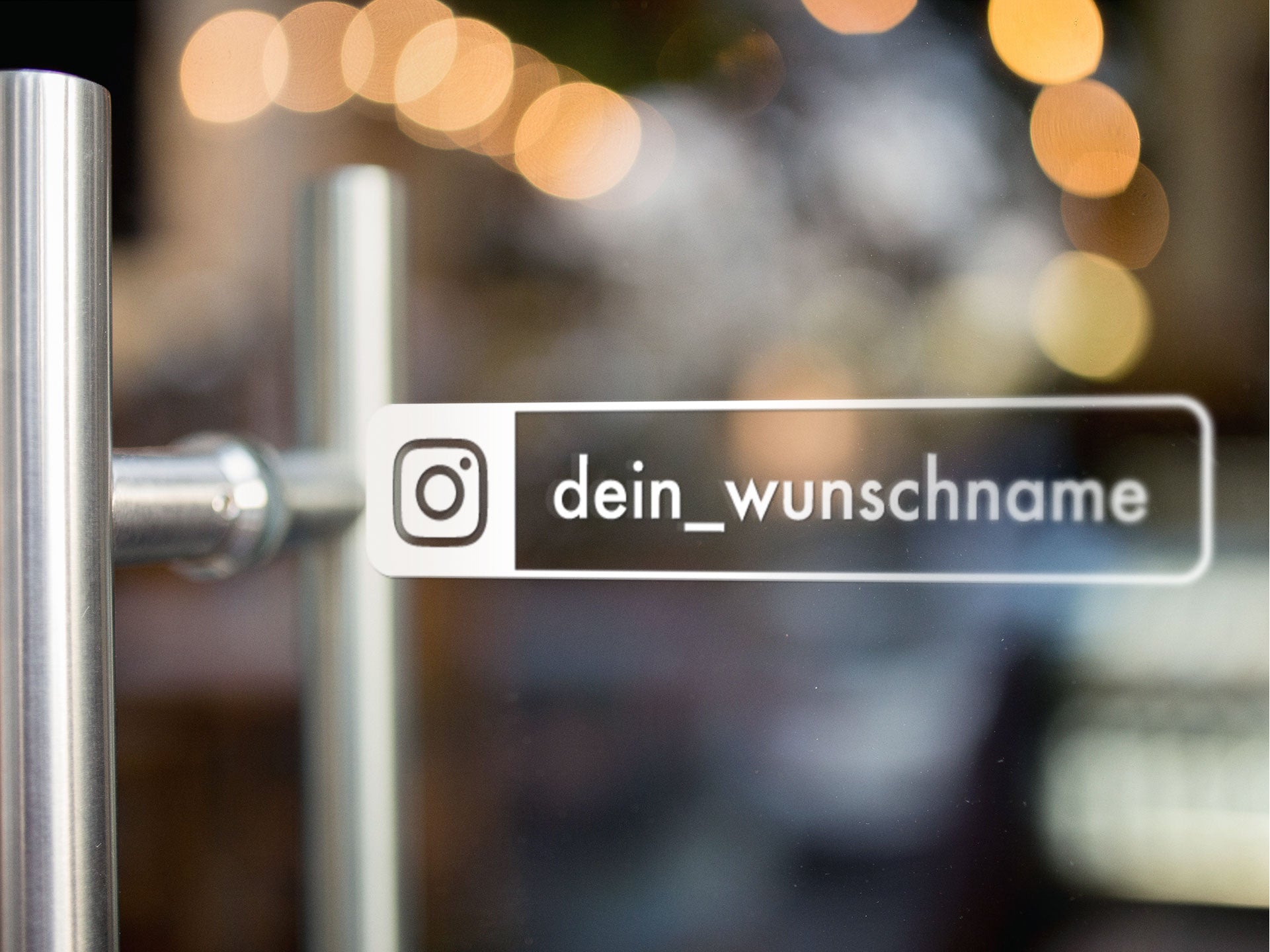 Instagram Schaufensteraufkleber Text mit Rahmen